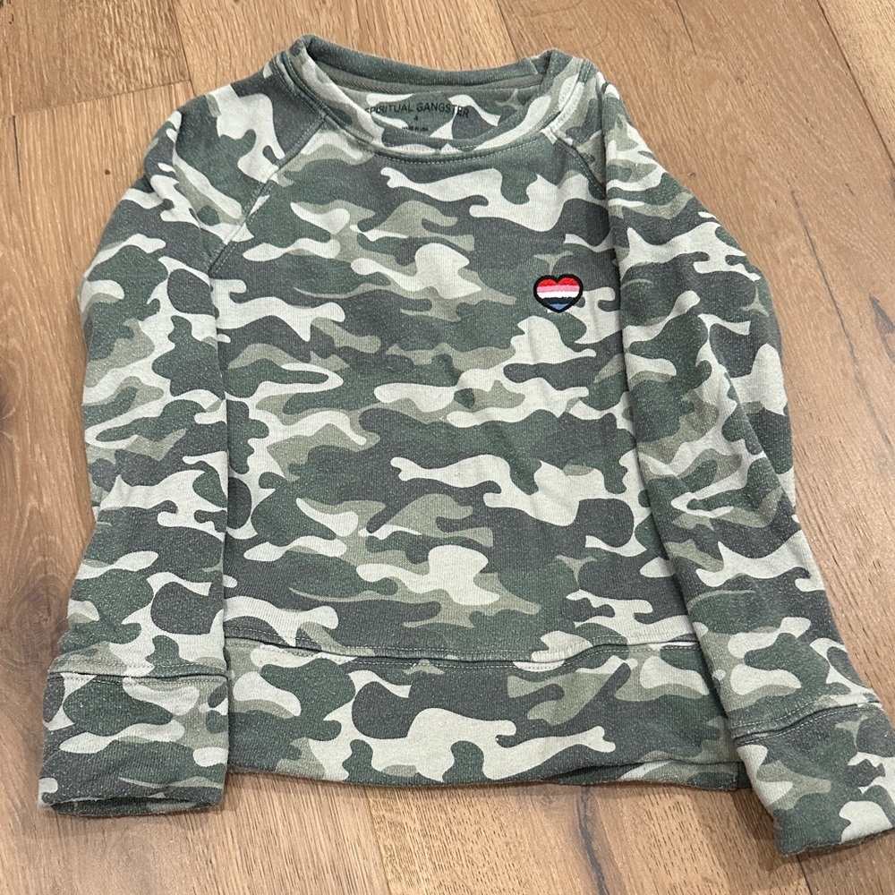 Spiritual Gangster Green Camo Kids Sweatshirt